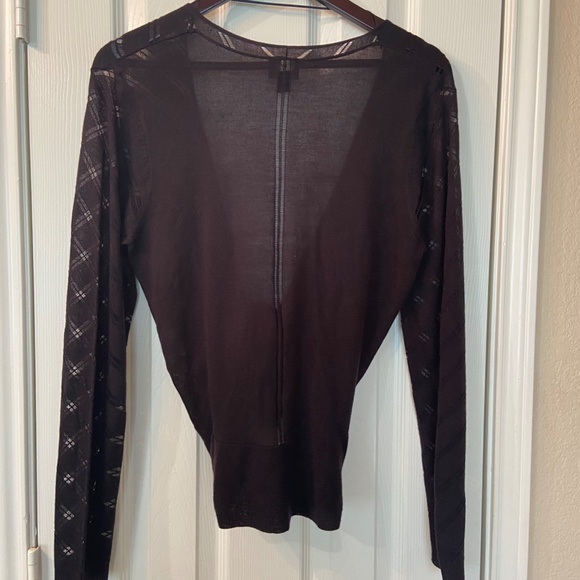 WORTHINGTON Sheer Black Shrug Striped Layering Long Sleeves Size Large - Picture 3 of 10